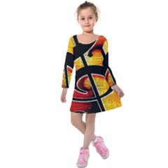 Clef Music Lines Notenblatt Kids  Long Sleeve Velvet Dress by HermanTelo