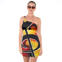 Clef Music Lines Notenblatt One Soulder Bodycon Dress