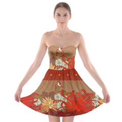 Abstract Flower Strapless Bra Top Dress