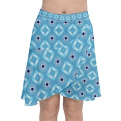 Blue Pattern Chiffon Wrap Front Skirt