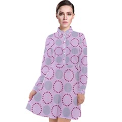 Circumference Point Pink Long Sleeve Chiffon Shirt Dress