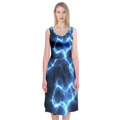 Electricity Blue Brightness Midi Sleeveless Dress by HermanTelo