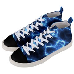 Electricity Blue Brightness Men s Mid-top Canvas Sneakers