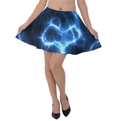 Electricity Blue Brightness Velvet Skater Skirt