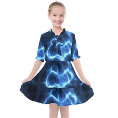 Electricity Blue Brightness Kids  All Frills Chiffon Dress