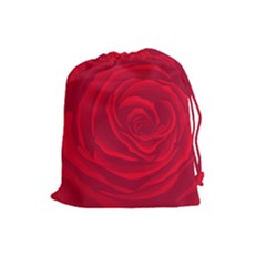 Roses Red Love Drawstring Pouch (large)