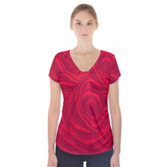 Roses Red Love Short Sleeve Front Detail Top by HermanTelo
