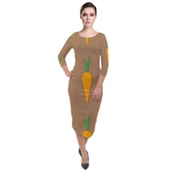 Healthy Fresh Carrot Quarter Sleeve Midi Velour Bodycon Dress