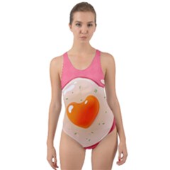 Omelette Heart Pink Valentine Cut-out Back One Piece Swimsuit