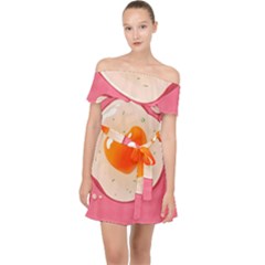 Omelette Heart Pink Valentine Off Shoulder Chiffon Dress