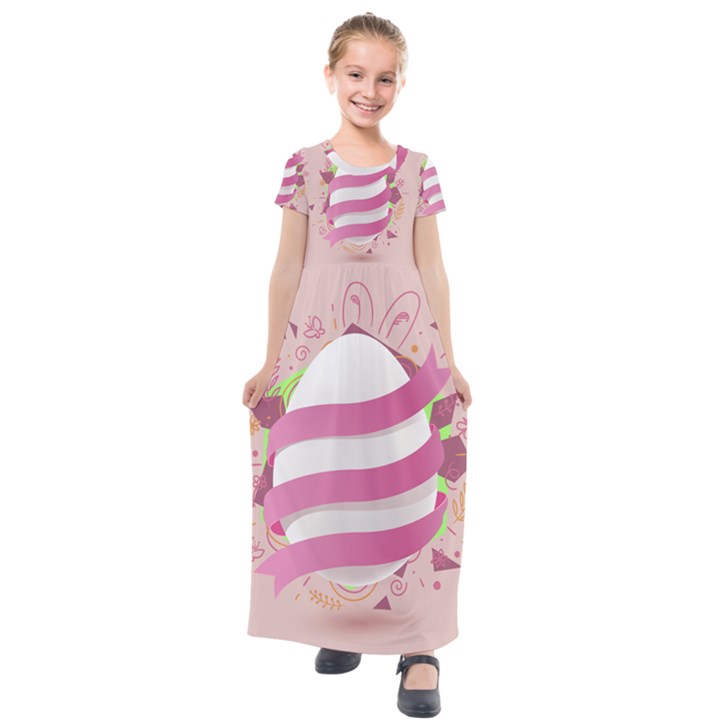 Easter Egg Kids  Short Sleeve Maxi Dress