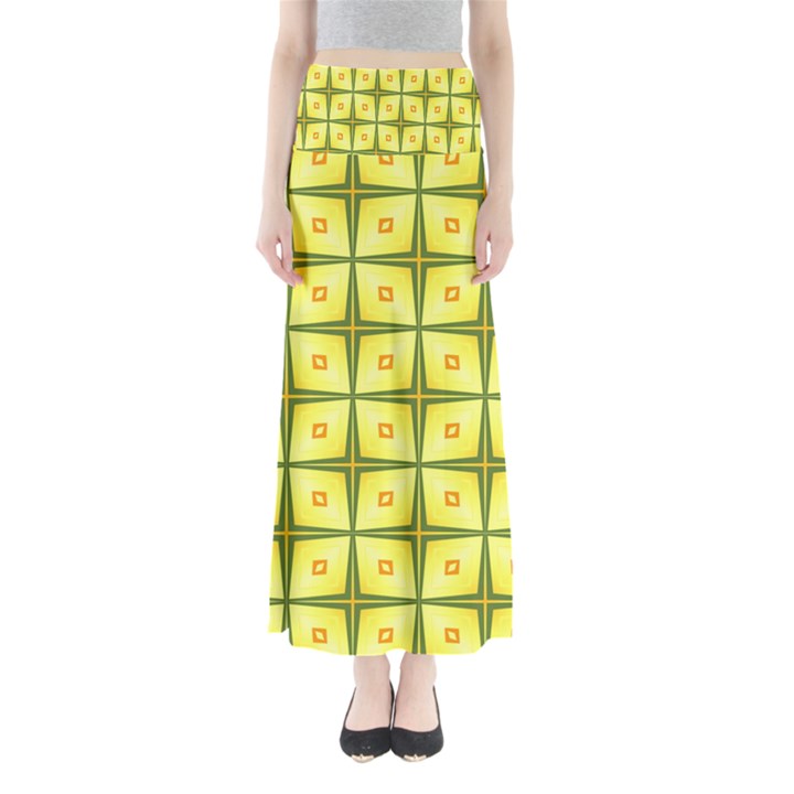 Background Pattern Gold Full Length Maxi Skirt