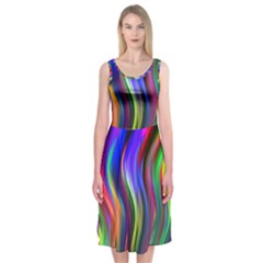 Lines Swinging Plasma Cross Midi Sleeveless Dress by Bajindul