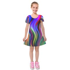 Lines Swinging Plasma Cross Kids  Short Sleeve Velvet Dress by Bajindul