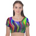 Lines Swinging Plasma Cross Velvet Short Sleeve Crop Top  View1