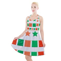 Christmas Bunting Banners Tasse Halter Party Swing Dress 