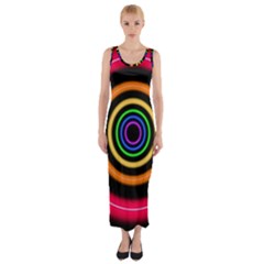 Neon Light Abstract Fitted Maxi Dress by Bajindul