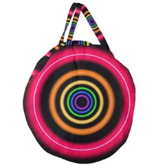 Neon Light Abstract Giant Round Zipper Tote by Bajindul