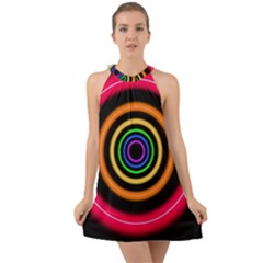 Neon Light Abstract Halter Tie Back Chiffon Dress by Bajindul