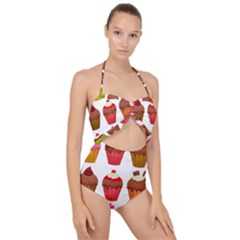 Chocolate Cake Muffin Scallop Top Cut Out Swimsuit by Bajindul