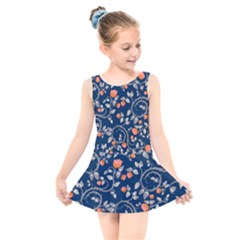 Midnight Florals Kids  Skater Dress Swimsuit by VeataAtticus