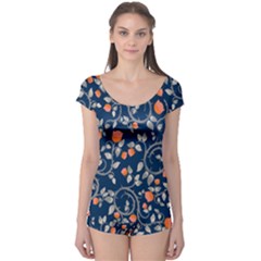 Midnight Florals Boyleg Leotard 