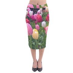 Home Chicago Tulips Velvet Midi Pencil Skirt by bloomingvinedesign