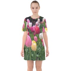 Home Chicago Tulips Sixties Short Sleeve Mini Dress by bloomingvinedesign