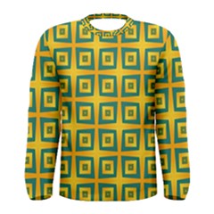 Green Plaid Star Gold Background Men s Long Sleeve Tee