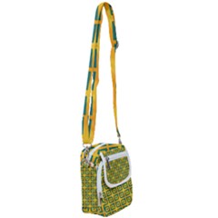 Green Plaid Star Gold Background Shoulder Strap Belt Bag by Alisyart