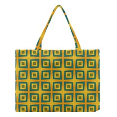 Green Plaid Star Gold Background Medium Tote Bag