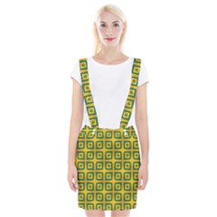 Green Plaid Star Gold Background Braces Suspender Skirt by Alisyart