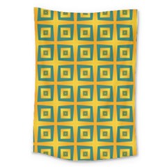 Green Plaid Star Gold Background Large Tapestry