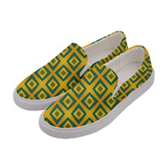 Green Plaid Star Gold Background Women s Canvas Slip Ons by Alisyart