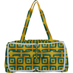 Green Plaid Star Gold Background Multi Function Bag