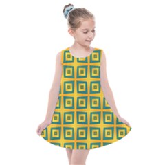 Green Plaid Star Gold Background Kids  Summer Dress