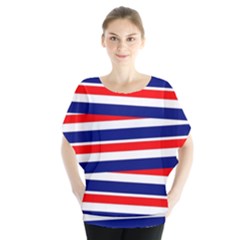 Patriotic Ribbons Batwing Chiffon Blouse