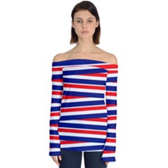 Patriotic Ribbons Off Shoulder Long Sleeve Top