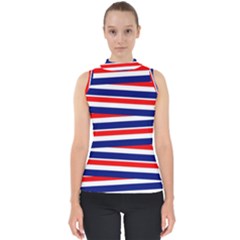 Patriotic Ribbons Mock Neck Shell Top