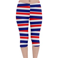 Patriotic Ribbons Velvet Capri Leggings 