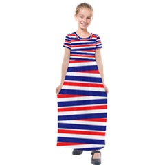Patriotic Ribbons Kids  Short Sleeve Maxi Dress
