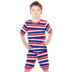 Patriotic Ribbons Kids  Tee And Shorts Set by Mariart