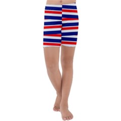 Patriotic Ribbons Kids  Lightweight Velour Capri Yoga Leggings