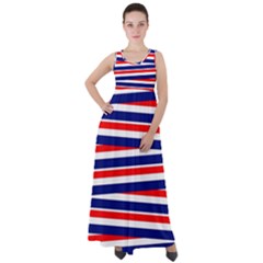 Patriotic Ribbons Empire Waist Velour Maxi Dress