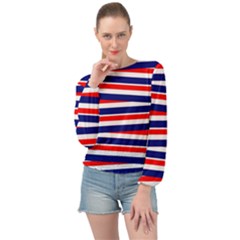 Patriotic Ribbons Banded Bottom Chiffon Top