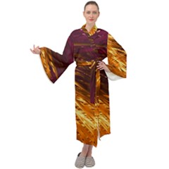 Lines Curlicue Fantasy Colorful Maxi Tie Front Velour Kimono by Bajindul