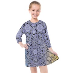 Mosaic Pattern Kids  Quarter Sleeve Shirt Dress by Bajindul