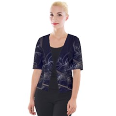 Fractal Abstract Rendering Cropped Button Cardigan by Bajindul