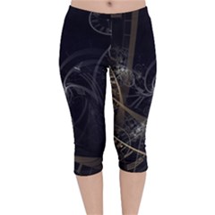 Fractal Abstract Rendering Velvet Capri Leggings  by Bajindul