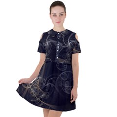 Fractal Abstract Rendering Short Sleeve Shoulder Cut Out Dress  by Bajindul